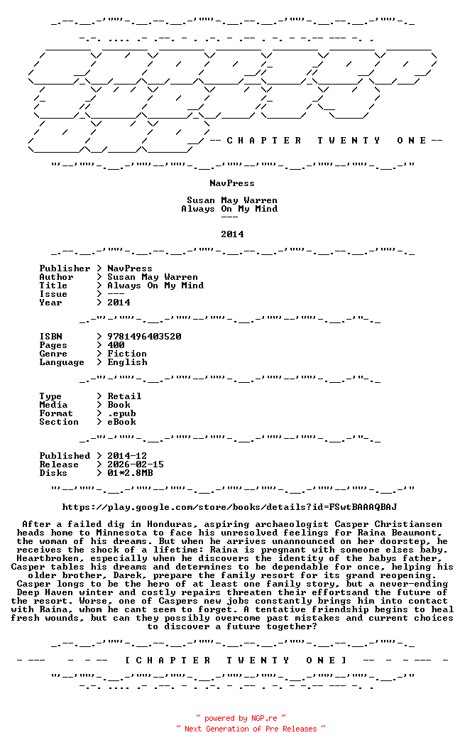 NFO for the release Susan.May.Warren.-.Always.On.My.Mind.2014.RETAIL.EPUB.eBook-CTO by CTO