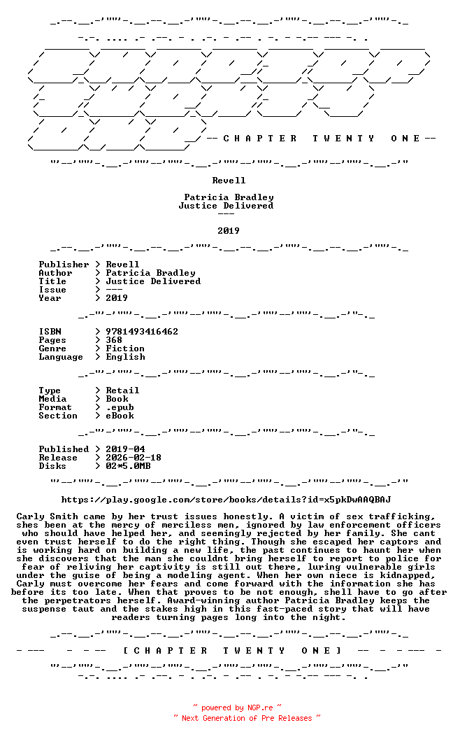 NFO for the release Patricia.Bradley.-.Justice.Delivered.2019.RETAIL.EPUB.eBook-CTO by CTO