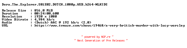 NFO for the release Dora.The.Explorer.S01E02.DUTCH.1080p.WEB.h264-NLKIDS by NLKIDS