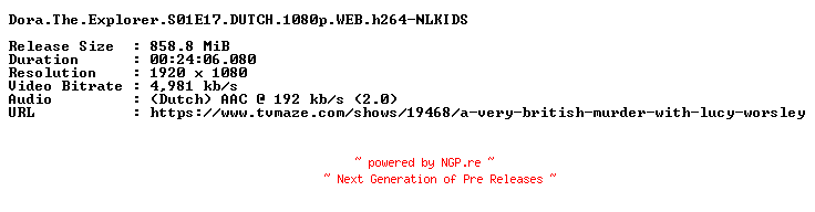 NFO for the release Dora.The.Explorer.S01E17.DUTCH.1080p.WEB.h264-NLKIDS by NLKIDS