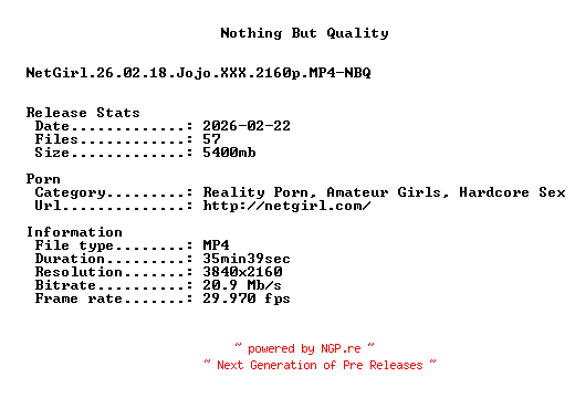 NFO for the release NetGirl.26.02.18.Jojo.XXX.2160p.MP4-NBQ by NBQ
