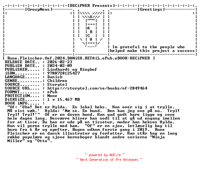 NFO for the release Rune.Fleischer.Oef.2024.DANiSH.RETAiL.ePub.eBOOK-DECiPHER by DECiPHER