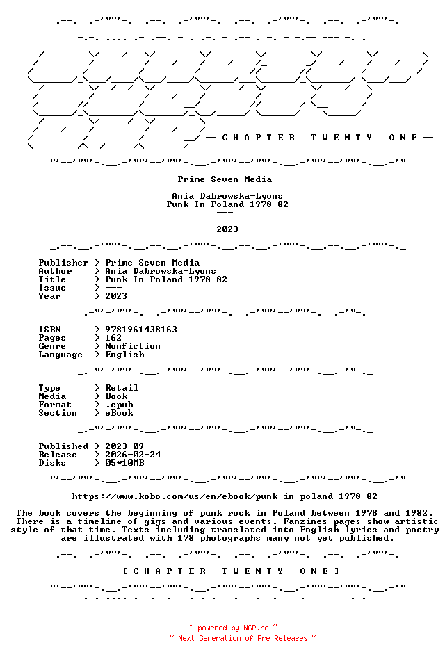 NFO for the release Ania.Dabrowska-Lyons.-.Punk.In.Poland.1978-82.2023.RETAIL.EPUB.eBook-CTO by CTO