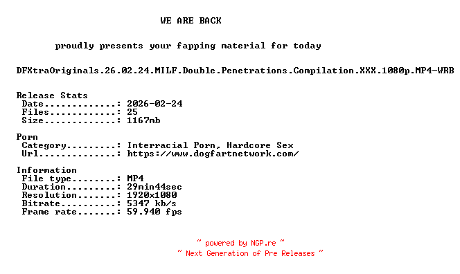 NFO for the release DFXtraOriginals.26.02.24.MILF.Double.Penetrations.Compilation.XXX.1080p.MP4-WRB by WRB