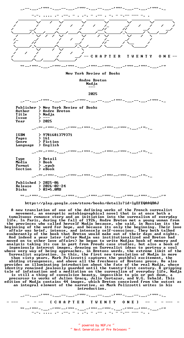 NFO for the release Andre.Breton.-.Nadja.2025.RETAIL.EPUB.eBook-CTO by CTO