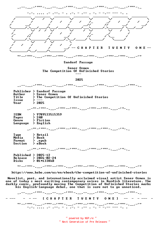 NFO for the release Sener.Ozmen.-.The.Competition.Of.Unfinished.Stories.2025.RETAIL.EPUB.eBook-CTO by CTO