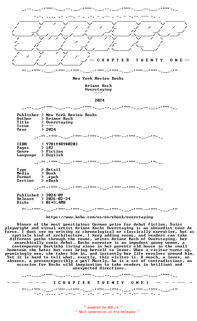 NFO for the release Ariane.Koch.-.Overstaying.2024.RETAIL.EPUB.eBook-CTO by CTO