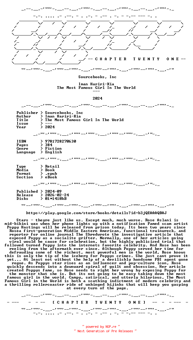 NFO for the release Iman.Hariri-Kia.-.The.Most.Famous.Girl.In.The.World.2024.RETAIL.EPUB.eBook-CTO by CTO
