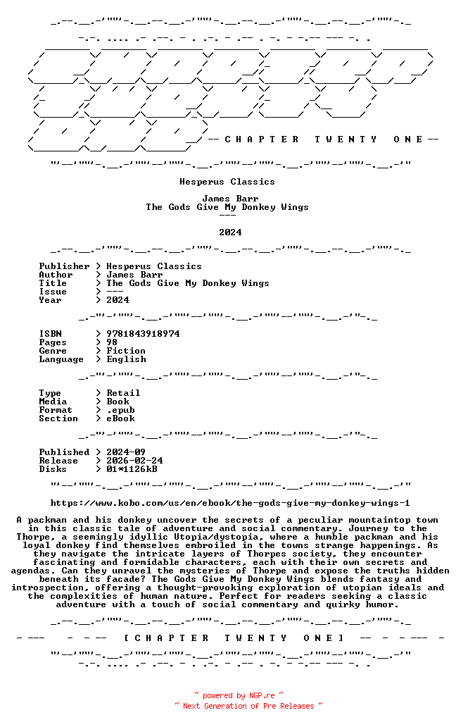 NFO for the release James.Barr.-.The.Gods.Give.My.Donkey.Wings.2024.RETAIL.EPUB.eBook-CTO by CTO