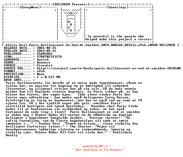 NFO for the release Alexis.Hall.Paris.Daillencourt.Er.Ved.At.Smuldre.2024.DANiSH.RETAiL.ePub.eBOOK-DECiPHER by DECiPHER