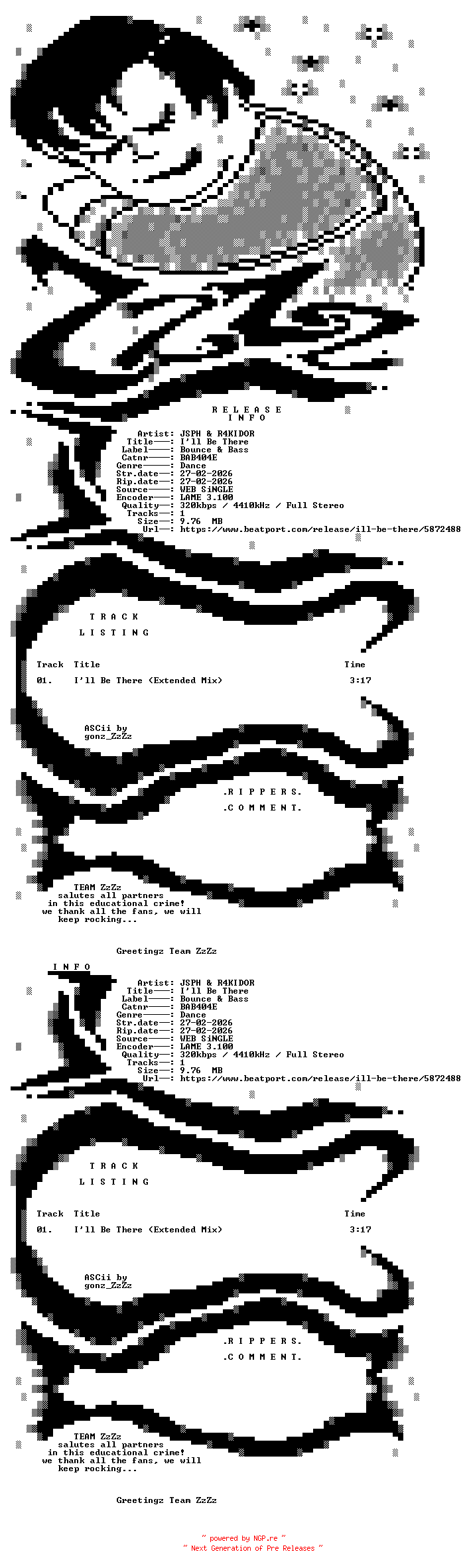 NFO for the release JSPH_and_R4KIDOR_-_Ill_Be_There-(BAB404E)-SINGLE-WEB-2026-ZzZz by ZzZz