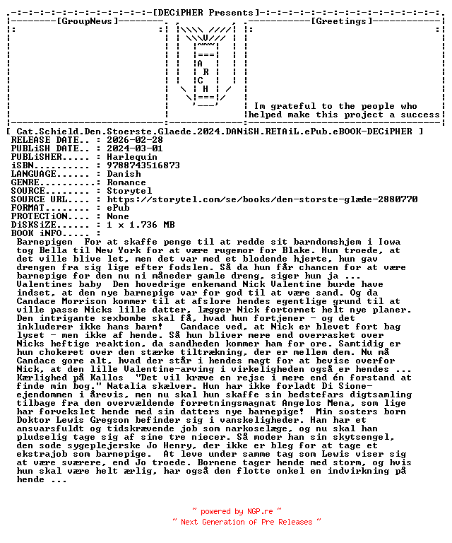 NFO for the release Cat.Schield.Den.Stoerste.Glaede.2024.DANiSH.RETAiL.ePub.eBOOK-DECiPHER by DECiPHER