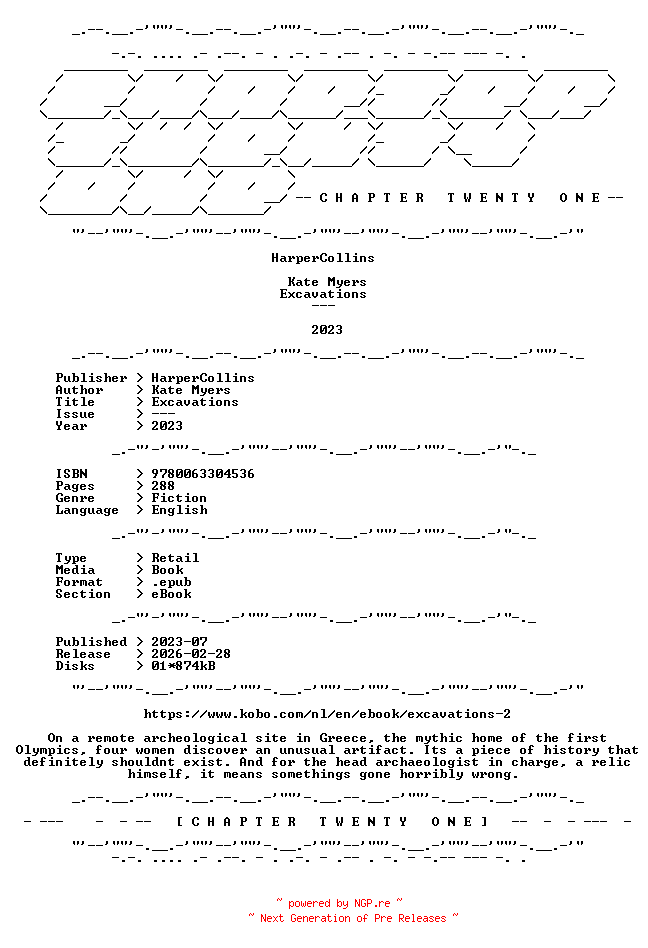 NFO for the release Kate.Myers.-.Excavations.2023.RETAIL.EPUB.eBook-CTO by CTO