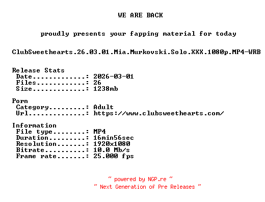 NFO for the release ClubSweethearts.26.03.01.Mia.Murkovski.Solo.XXX.1080p.MP4-WRB by WRB