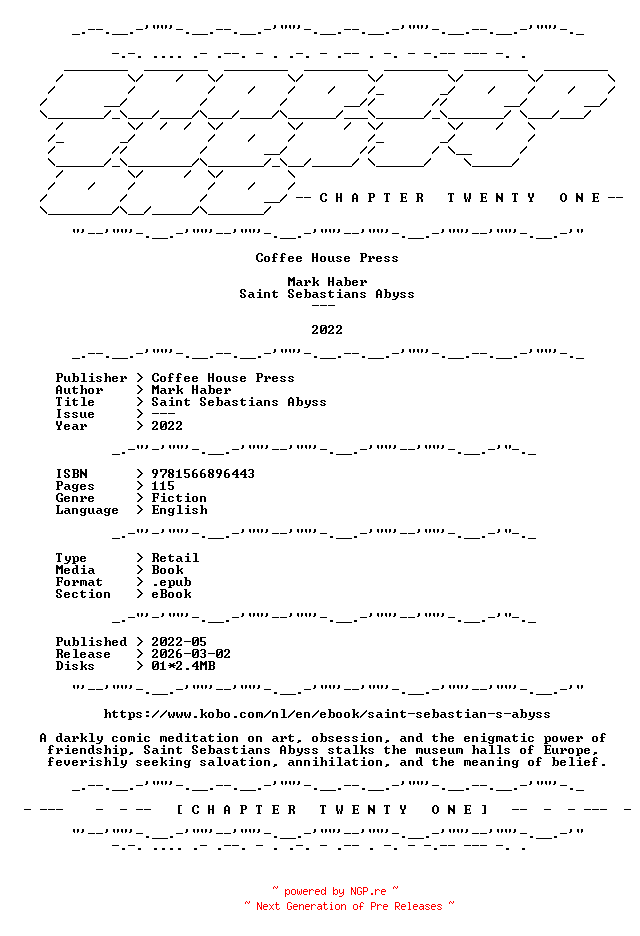 NFO for the release Mark.Haber.-.Saint.Sebastians.Abyss.2022.RETAIL.EPUB.eBook-CTO by CTO