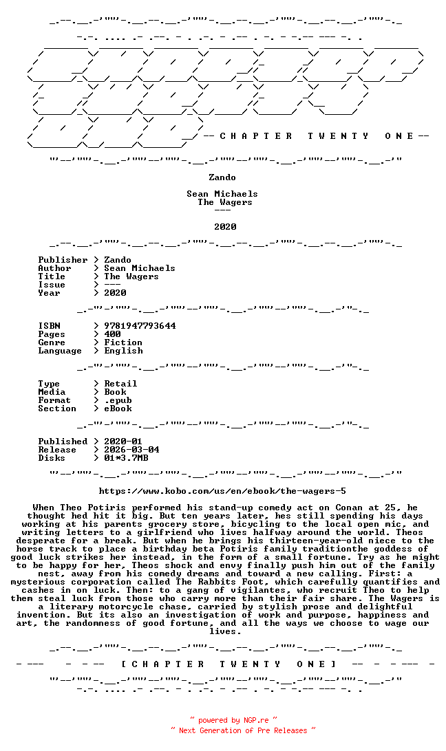 NFO for the release Sean.Michaels.-.The.Wagers.2020.RETAIL.EPUB.eBook-CTO by CTO