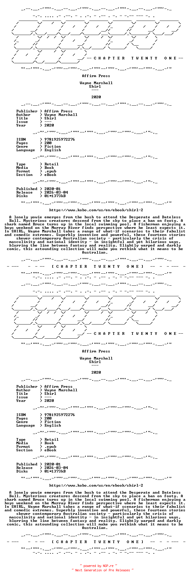 NFO for the release Wayne.Marshall.-.Shirl.2020.RETAIL.EPUB.eBook-CTO by CTO