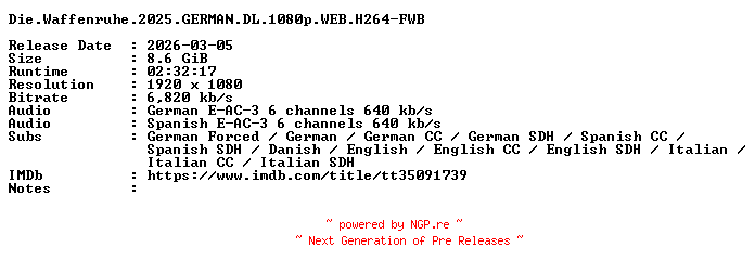 NFO for the release Die.Waffenruhe.2025.GERMAN.DL.1080p.WEB.H264-FWB by FWB