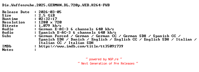 NFO for the release Die.Waffenruhe.2025.GERMAN.DL.720p.WEB.H264-FWB by FWB