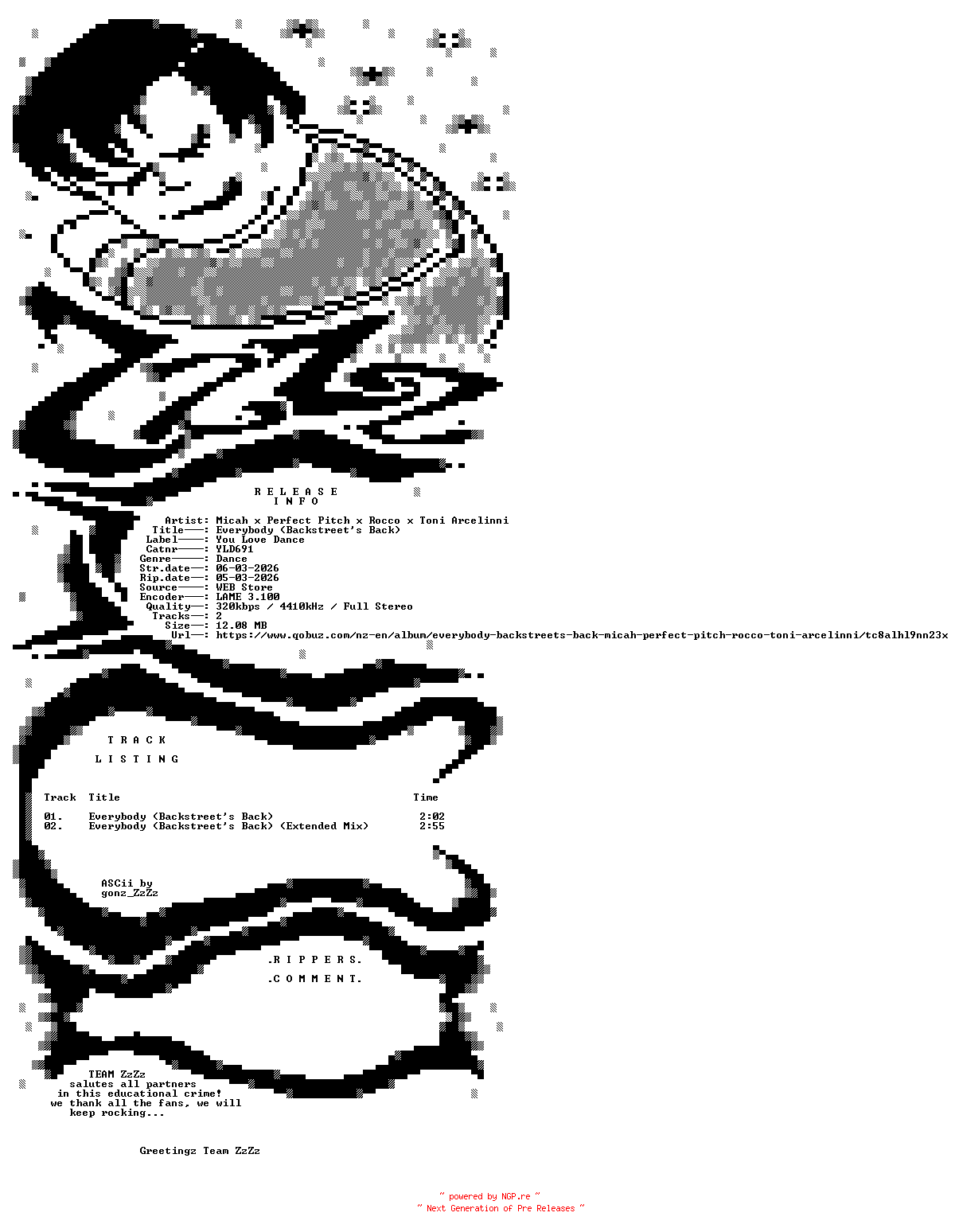 NFO for the release Micah_x_Perfect_Pitch_x_Rocco_x_Toni_Arcelinni_-_Everybody_(Backstreets_Back)-(YLD691)-WEB-2026-ZzZz by ZzZz