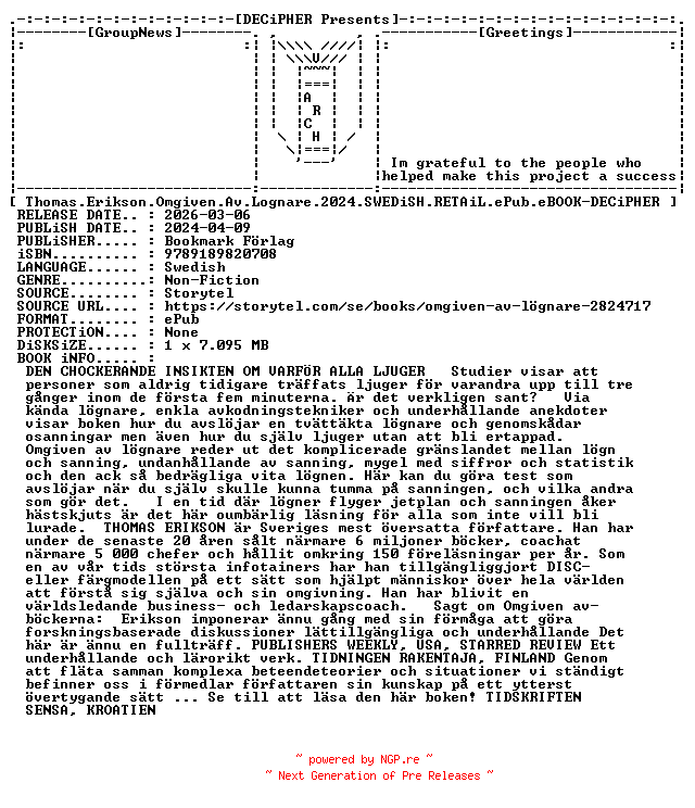 NFO for the release Thomas.Erikson.Omgiven.Av.Lognare.2024.SWEDiSH.RETAiL.ePub.eBOOK-DECiPHER by DECiPHER