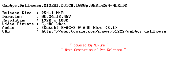 NFO for the release Gabbys.Dollhouse.S13E01.DUTCH.1080p.WEB.h264-NLKIDS by NLKIDS