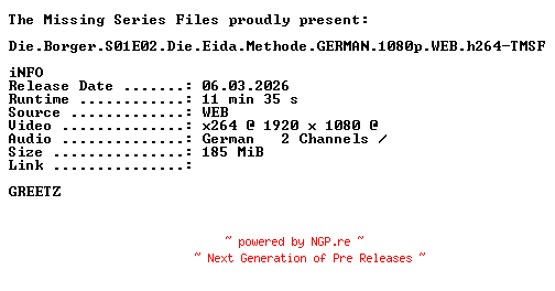 NFO for the release Die.Borger.S01E02.Die.Eida.Methode.GERMAN.1080p.WEB.h264-TMSF by TMSF