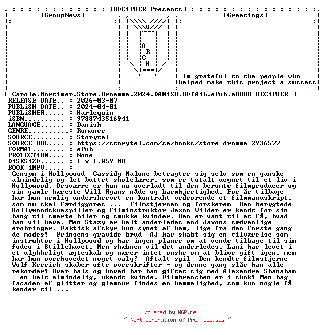 NFO for the release Carole.Mortimer.Store.Droemme.2024.DANiSH.RETAiL.ePub.eBOOK-DECiPHER by DECiPHER