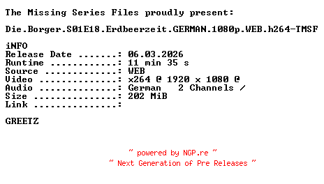 NFO for the release Die.Borger.S01E18.Erdbeerzeit.GERMAN.1080p.WEB.h264-TMSF by TMSF