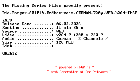 NFO for the release Die.Borger.S01E18.Erdbeerzeit.GERMAN.720p.WEB.h264-TMSF by TMSF