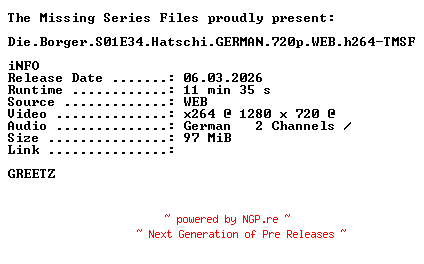 NFO for the release Die.Borger.S01E34.Hatschi.GERMAN.720p.WEB.h264-TMSF by TMSF