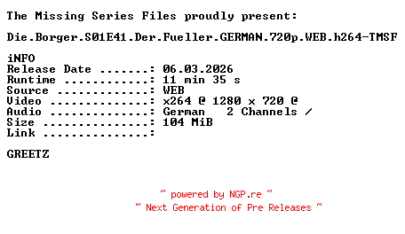 NFO for the release Die.Borger.S01E41.Der.Fueller.GERMAN.720p.WEB.h264-TMSF by TMSF