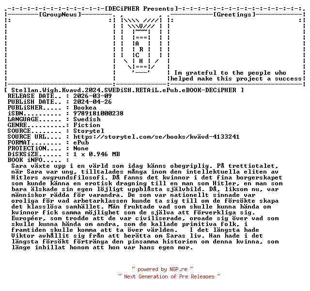 NFO for the release Stellan.Wigh.Kvavd.2024.SWEDiSH.RETAiL.ePub.eBOOK-DECiPHER by DECiPHER