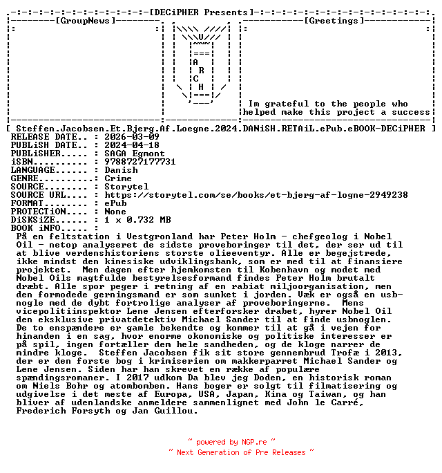 NFO for the release Steffen.Jacobsen.Et.Bjerg.Af.Loegne.2024.DANiSH.RETAiL.ePub.eBOOK-DECiPHER by DECiPHER