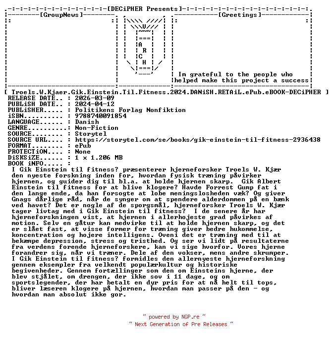 NFO for the release Troels.W.Kjaer.Gik.Einstein.Til.Fitness.2024.DANiSH.RETAiL.ePub.eBOOK-DECiPHER by DECiPHER