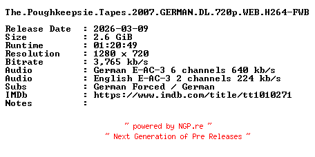 NFO for the release The.Poughkeepsie.Tapes.2007.GERMAN.DL.720p.WEB.H264-FWB by FWB