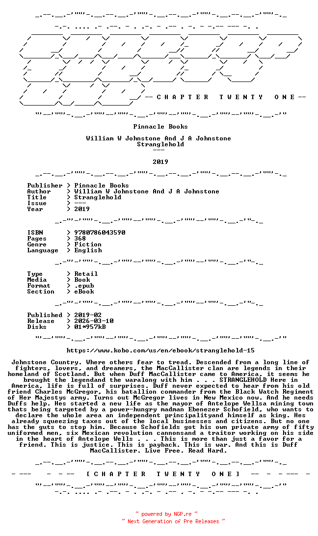 NFO for the release William.W.Johnstone.And.J.A.Johnstone.-.Stranglehold.2019.RETAIL.EPUB.eBook-CTO by CTO