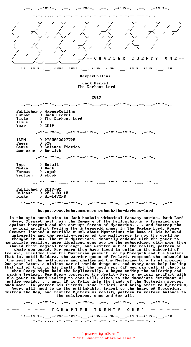 NFO for the release Jack.Heckel.-.The.Darkest.Lord.2019.RETAIL.EPUB.eBook-CTO by CTO