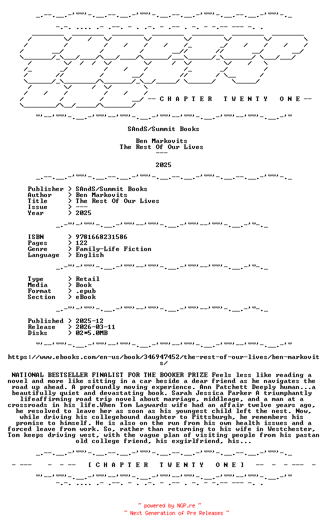 NFO for the release Ben.Markovits.-.The.Rest.Of.Our.Lives.2025.RETAIL.EPUB.eBook-CTO by CTO
