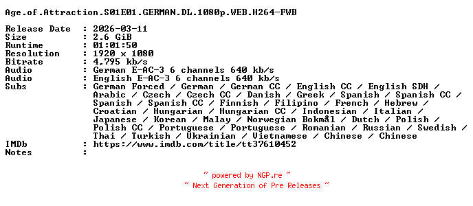NFO for the release Age.of.Attraction.S01E01.GERMAN.DL.1080p.WEB.H264-FWB by FWB