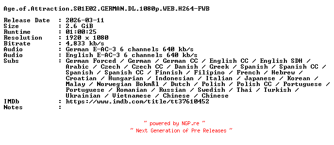 NFO for the release Age.of.Attraction.S01E02.GERMAN.DL.1080p.WEB.H264-FWB by FWB
