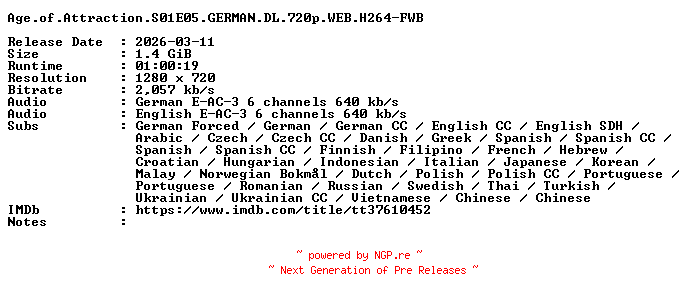 NFO for the release Age.of.Attraction.S01E05.GERMAN.DL.720p.WEB.H264-FWB by FWB
