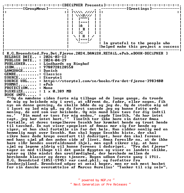 NFO for the release K.G.Broendsted.Fra.Det.Fjerne.2024.DANiSH.RETAiL.ePub.eBOOK-DECiPHER by DECiPHER