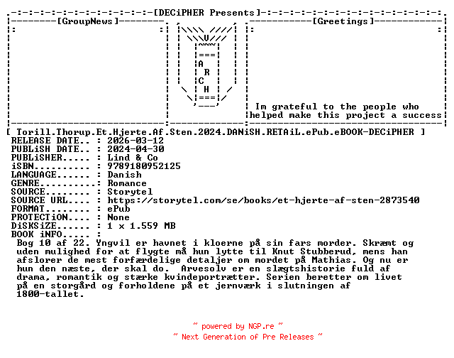 NFO for the release Torill.Thorup.Et.Hjerte.Af.Sten.2024.DANiSH.RETAiL.ePub.eBOOK-DECiPHER by DECiPHER