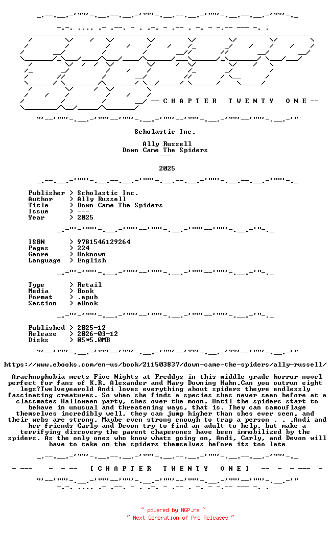 NFO for the release Ally.Russell.-.Down.Came.The.Spiders.2025.RETAIL.EPUB.eBook-CTO by CTO