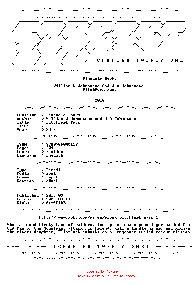 NFO for the release William.W.Johnstone.And.J.A.Johnstone.-.Pitchfork.Pass.2018.RETAIL.EPUB.eBook-CTO by CTO