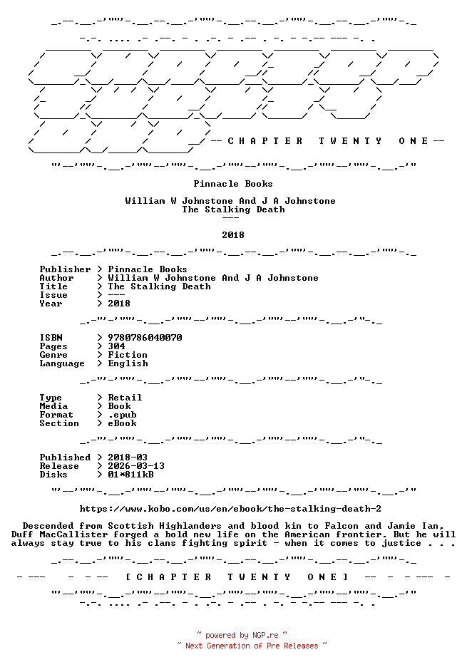 NFO for the release William.W.Johnstone.And.J.A.Johnstone.-.The.Stalking.Death.2018.RETAIL.EPUB.eBook-CTO by CTO