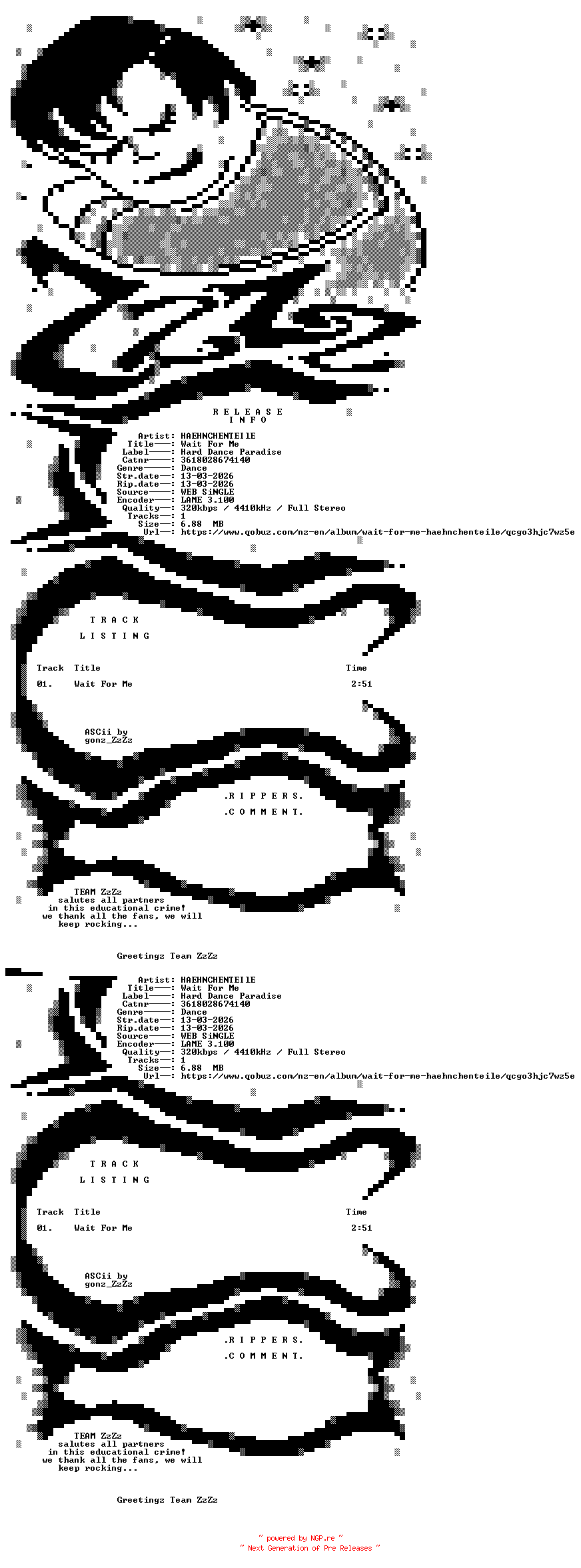 NFO for the release Haehnchenteile_-_Wait_For_Me-(3618028674140)-SINGLE-WEB-2026-ZzZz by ZzZz