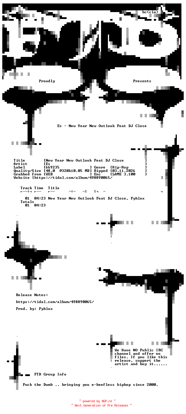 NFO for the release Es-New_Year_New_Outlook_feat_DJ_Close-SINGLE-WEB-2026-FTD by FTD