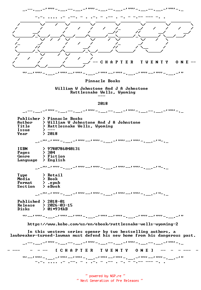 NFO for the release William.W.Johnstone.And.J.A.Johnstone.-.Rattlesnake.Wells.Wyoming.2018.RETAIL.EPUB.eBook-CTO by CTO